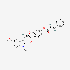 molecular formula C29H23NO5 B12196326 (2E)-2-[(1-ethyl-5-methoxy-1H-indol-3-yl)methylidene]-3-oxo-2,3-dihydro-1-benzofuran-6-yl (2E)-3-phenylprop-2-enoate 
