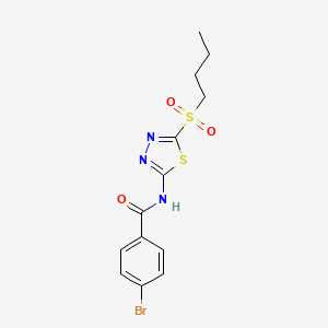 molecular formula C13H14BrN3O3S2 B12196363 4-bromo-N-[5-(butylsulfonyl)-1,3,4-thiadiazol-2-yl]benzamide 