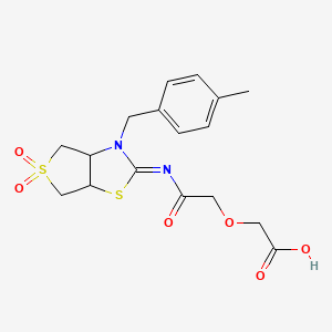 molecular formula C17H20N2O6S2 B12196397 (2-{[(2Z)-3-(4-methylbenzyl)-5,5-dioxidotetrahydrothieno[3,4-d][1,3]thiazol-2(3H)-ylidene]amino}-2-oxoethoxy)acetic acid 