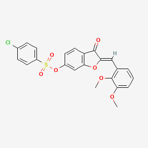 molecular formula C23H17ClO7S B12196417 (2Z)-2-(2,3-dimethoxybenzylidene)-3-oxo-2,3-dihydro-1-benzofuran-6-yl 4-chlorobenzenesulfonate 