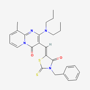 molecular formula C26H28N4O2S2 B12196419 3-[(Z)-(3-benzyl-4-oxo-2-thioxo-1,3-thiazolidin-5-ylidene)methyl]-2-(dipropylamino)-9-methyl-4H-pyrido[1,2-a]pyrimidin-4-one 