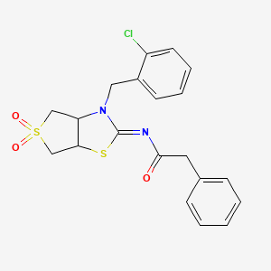 molecular formula C20H19ClN2O3S2 B12196425 N-[(2E)-3-(2-chlorobenzyl)-5,5-dioxidotetrahydrothieno[3,4-d][1,3]thiazol-2(3H)-ylidene]-2-phenylacetamide 