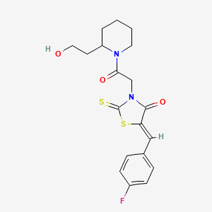 molecular formula C19H21FN2O3S2 B12196432 (5Z)-5-(4-fluorobenzylidene)-3-{2-[2-(2-hydroxyethyl)piperidin-1-yl]-2-oxoethyl}-2-thioxo-1,3-thiazolidin-4-one 