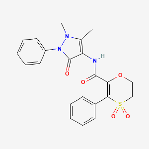 molecular formula C22H21N3O5S B12196462 N-(1,5-dimethyl-3-oxo-2-phenyl-2,3-dihydro-1H-pyrazol-4-yl)-3-phenyl-5,6-dihydro-1,4-oxathiine-2-carboxamide 4,4-dioxide 