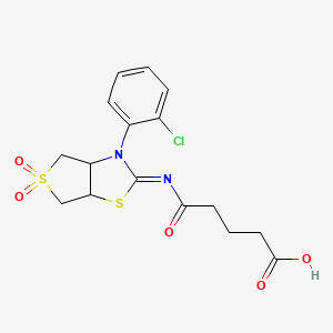 molecular formula C16H17ClN2O5S2 B12196473 5-{[(2Z)-3-(2-chlorophenyl)-5,5-dioxidotetrahydrothieno[3,4-d][1,3]thiazol-2(3H)-ylidene]amino}-5-oxopentanoic acid 