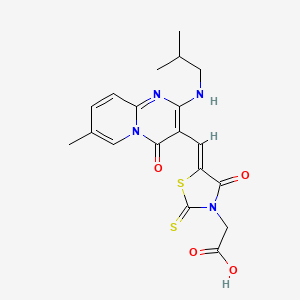 molecular formula C19H20N4O4S2 B12196481 [(5Z)-5-({7-methyl-2-[(2-methylpropyl)amino]-4-oxo-4H-pyrido[1,2-a]pyrimidin-3-yl}methylidene)-4-oxo-2-thioxo-1,3-thiazolidin-3-yl]acetic acid 