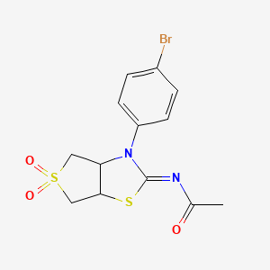 molecular formula C13H13BrN2O3S2 B12196486 N-[(2Z)-3-(4-bromophenyl)-5,5-dioxidotetrahydrothieno[3,4-d][1,3]thiazol-2(3H)-ylidene]acetamide 