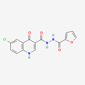 molecular formula C15H10ClN3O4 B12196503 6-chloro-N'-(furan-2-ylcarbonyl)-4-hydroxyquinoline-3-carbohydrazide 