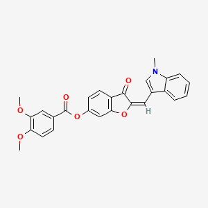 molecular formula C27H21NO6 B12196525 (2E)-2-[(1-methyl-1H-indol-3-yl)methylidene]-3-oxo-2,3-dihydro-1-benzofuran-6-yl 3,4-dimethoxybenzoate 