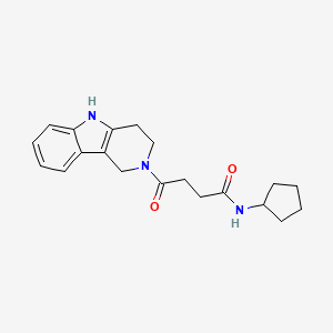 molecular formula C20H25N3O2 B12196532 N-cyclopentyl-4-oxo-4-(1,3,4,5-tetrahydro-2H-pyrido[4,3-b]indol-2-yl)butanamide 