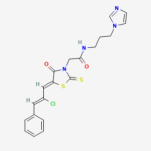 molecular formula C20H19ClN4O2S2 B12196559 2-{(5Z)-5-[(2Z)-2-chloro-3-phenylprop-2-en-1-ylidene]-4-oxo-2-thioxo-1,3-thiazolidin-3-yl}-N-[3-(1H-imidazol-1-yl)propyl]acetamide 