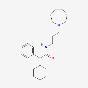 molecular formula C23H36N2O B1219658 Benzeneacetamide, alpha-cyclohexyl-N-[3-(hexahydro-1H-azepin-1-yl)propyl]- CAS No. 147614-21-9