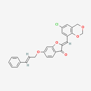 molecular formula C26H19ClO5 B12196621 (2Z)-2-[(6-chloro-4H-1,3-benzodioxin-8-yl)methylidene]-6-{[(2E)-3-phenylprop-2-en-1-yl]oxy}-1-benzofuran-3(2H)-one 