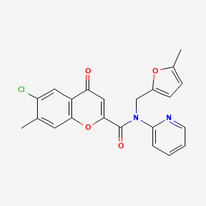molecular formula C22H17ClN2O4 B12196624 6-chloro-7-methyl-N-[(5-methylfuran-2-yl)methyl]-4-oxo-N-(pyridin-2-yl)-4H-chromene-2-carboxamide 