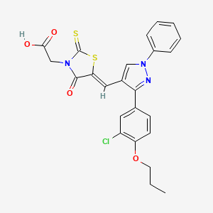 molecular formula C24H20ClN3O4S2 B12196630 [(5Z)-5-{[3-(3-chloro-4-propoxyphenyl)-1-phenyl-1H-pyrazol-4-yl]methylidene}-4-oxo-2-thioxo-1,3-thiazolidin-3-yl]acetic acid 