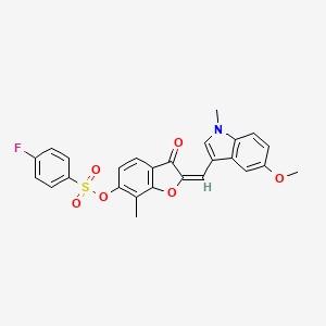 molecular formula C26H20FNO6S B12196659 (2E)-2-[(5-methoxy-1-methyl-1H-indol-3-yl)methylidene]-7-methyl-3-oxo-2,3-dihydro-1-benzofuran-6-yl 4-fluorobenzenesulfonate 