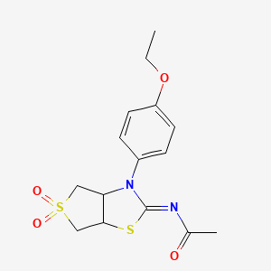 molecular formula C15H18N2O4S2 B12196662 N-[(2Z)-3-(4-ethoxyphenyl)-5,5-dioxidotetrahydrothieno[3,4-d][1,3]thiazol-2(3H)-ylidene]acetamide 