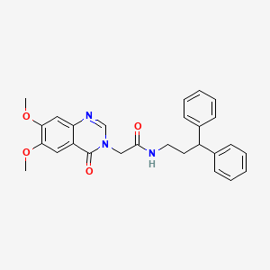 molecular formula C27H27N3O4 B12196689 2-(6,7-dimethoxy-4-oxoquinazolin-3(4H)-yl)-N-(3,3-diphenylpropyl)acetamide 