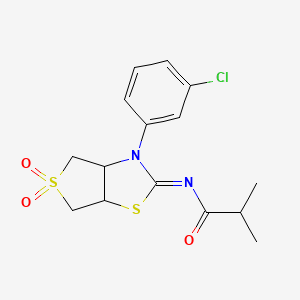 molecular formula C15H17ClN2O3S2 B12196713 N-[(2E)-3-(3-chlorophenyl)-5,5-dioxidotetrahydrothieno[3,4-d][1,3]thiazol-2(3H)-ylidene]-2-methylpropanamide 