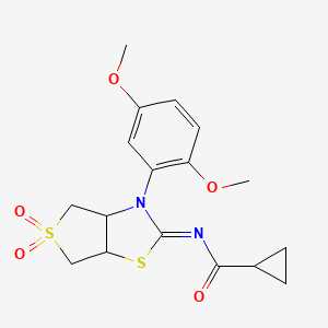 molecular formula C17H20N2O5S2 B12196720 N-[(2Z)-3-(2,5-dimethoxyphenyl)-5,5-dioxidotetrahydrothieno[3,4-d][1,3]thiazol-2(3H)-ylidene]cyclopropanecarboxamide 