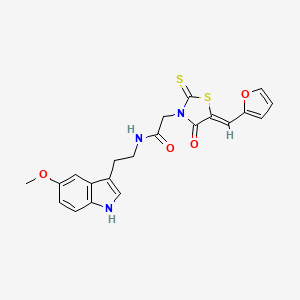 molecular formula C21H19N3O4S2 B12196727 2-[(5Z)-5-(furan-2-ylmethylidene)-4-oxo-2-thioxo-1,3-thiazolidin-3-yl]-N-[2-(5-methoxy-1H-indol-3-yl)ethyl]acetamide 