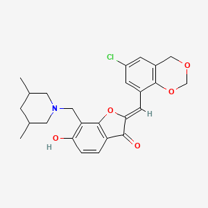 molecular formula C25H26ClNO5 B12196750 (2Z)-2-[(6-chloro-4H-1,3-benzodioxin-8-yl)methylidene]-7-[(3,5-dimethylpiperidin-1-yl)methyl]-6-hydroxy-1-benzofuran-3(2H)-one 