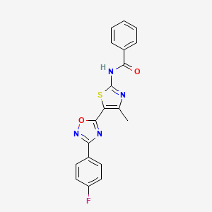molecular formula C19H13FN4O2S B12196767 N-[(2Z)-5-[3-(4-fluorophenyl)-1,2,4-oxadiazol-5-yl]-4-methyl-1,3-thiazol-2(3H)-ylidene]benzamide 
