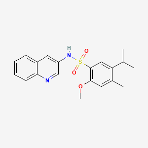 molecular formula C20H22N2O3S B12196773 5-isopropyl-2-methoxy-4-methyl-N-(3-quinolinyl)benzenesulfonamide 