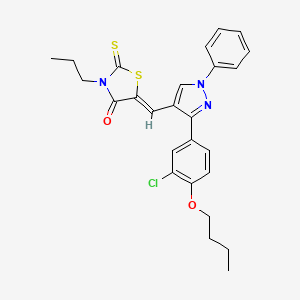 molecular formula C26H26ClN3O2S2 B12196805 (5Z)-5-{[3-(4-butoxy-3-chlorophenyl)-1-phenyl-1H-pyrazol-4-yl]methylidene}-3-propyl-2-thioxo-1,3-thiazolidin-4-one 