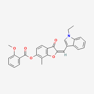 molecular formula C28H23NO5 B12196810 (2E)-2-[(1-ethyl-1H-indol-3-yl)methylidene]-7-methyl-3-oxo-2,3-dihydro-1-benzofuran-6-yl 2-methoxybenzoate 