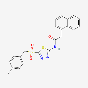 molecular formula C22H19N3O3S2 B12196823 N-(5-((4-methylbenzyl)sulfonyl)-1,3,4-thiadiazol-2-yl)-2-(naphthalen-1-yl)acetamide 