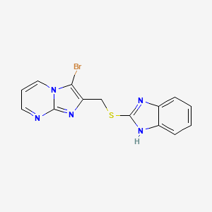 molecular formula C14H10BrN5S B12196831 2-(((1H-benzo[d]imidazol-2-yl)thio)methyl)-3-bromoimidazo[1,2-a]pyrimidine 