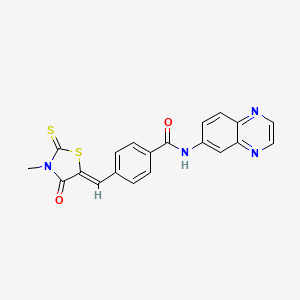 molecular formula C20H14N4O2S2 B12196866 4-[(Z)-(3-methyl-4-oxo-2-thioxo-1,3-thiazolidin-5-ylidene)methyl]-N-(quinoxalin-6-yl)benzamide 