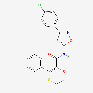 molecular formula C20H15ClN2O3S B12196892 N-[3-(4-chlorophenyl)-1,2-oxazol-5-yl]-3-phenyl-5,6-dihydro-1,4-oxathiine-2-carboxamide 