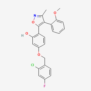 molecular formula C24H19ClFNO4 B12196936 5-[(2-Chloro-4-fluorobenzyl)oxy]-2-[4-(2-methoxyphenyl)-3-methyl-1,2-oxazol-5-yl]phenol 