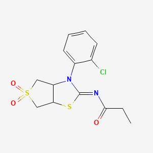 molecular formula C14H15ClN2O3S2 B12196941 N-[(2Z)-3-(2-chlorophenyl)-5,5-dioxidotetrahydrothieno[3,4-d][1,3]thiazol-2(3H)-ylidene]propanamide 