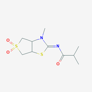 molecular formula C10H16N2O3S2 B12196943 2-methyl-N-[(2Z)-3-methyl-5,5-dioxidotetrahydrothieno[3,4-d][1,3]thiazol-2(3H)-ylidene]propanamide 