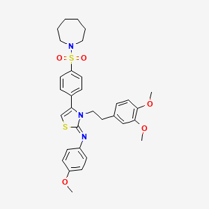 molecular formula C32H37N3O5S2 B12196994 N-[(2Z)-4-[4-(azepan-1-ylsulfonyl)phenyl]-3-[2-(3,4-dimethoxyphenyl)ethyl]-1,3-thiazol-2(3H)-ylidene]-4-methoxyaniline 