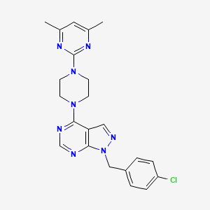molecular formula C22H23ClN8 B12196997 1-(4-chlorobenzyl)-4-[4-(4,6-dimethylpyrimidin-2-yl)piperazin-1-yl]-1H-pyrazolo[3,4-d]pyrimidine 
