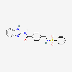 molecular formula C21H18N4O3S B12197006 N~1~-(1H-1,3-benzimidazol-2-yl)-4-{[(phenylsulfonyl)amino]methyl}benzamide 