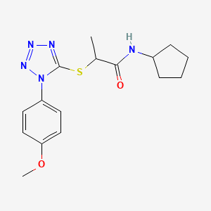 molecular formula C16H21N5O2S B12197015 N-cyclopentyl-2-{[1-(4-methoxyphenyl)-1H-tetrazol-5-yl]sulfanyl}propanamide CAS No. 878568-06-0