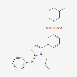 molecular formula C24H29N3O2S2 B12197023 N-[(2Z)-4-{3-[(3-methylpiperidin-1-yl)sulfonyl]phenyl}-3-propyl-1,3-thiazol-2(3H)-ylidene]aniline 