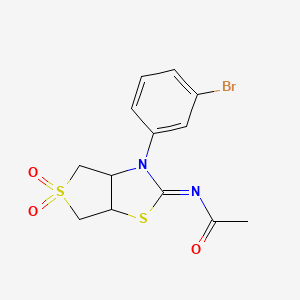 molecular formula C13H13BrN2O3S2 B12197041 (Z)-N-(3-(3-bromophenyl)-5,5-dioxidotetrahydrothieno[3,4-d]thiazol-2(3H)-ylidene)acetamide 