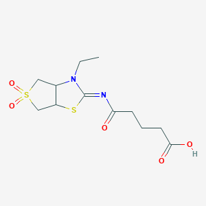 molecular formula C12H18N2O5S2 B12197062 5-{[(2E)-3-ethyl-5,5-dioxidotetrahydrothieno[3,4-d][1,3]thiazol-2(3H)-ylidene]amino}-5-oxopentanoic acid 