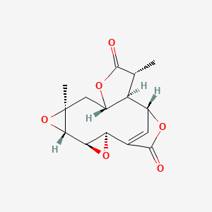 molecular formula C15H16O6 B1219712 7,12-Dimethyl-3,6,10,15-tetraoxapentacyclo[12.2.1.02,4.05,7.09,13]heptadec-1(17)-ene-11,16-dione CAS No. 23758-04-5