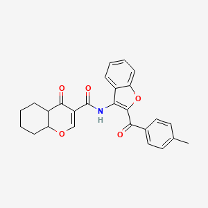 molecular formula C26H23NO5 B12197123 N-[2-(4-methylbenzoyl)-1-benzofuran-3-yl]-4-oxo-4a,5,6,7,8,8a-hexahydrochromene-3-carboxamide 