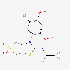 molecular formula C17H19ClN2O5S2 B12197165 N-[(2Z)-3-(5-chloro-2,4-dimethoxyphenyl)-5,5-dioxidotetrahydrothieno[3,4-d][1,3]thiazol-2(3H)-ylidene]cyclopropanecarboxamide 