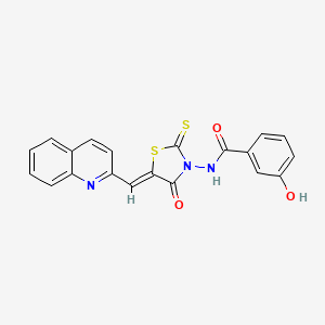 molecular formula C20H13N3O3S2 B12197173 3-hydroxy-N-[(5Z)-4-oxo-5-(quinolin-2-ylmethylidene)-2-thioxo-1,3-thiazolidin-3-yl]benzamide 