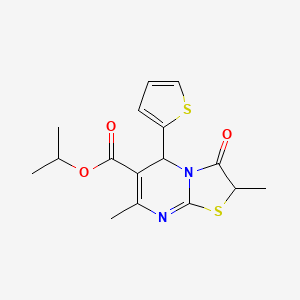 molecular formula C16H18N2O3S2 B12197229 propan-2-yl 2,7-dimethyl-3-oxo-5-thiophen-2-yl-5H-[1,3]thiazolo[3,2-a]pyrimidine-6-carboxylate 