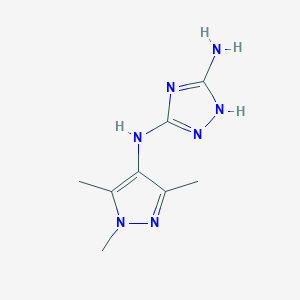 molecular formula C8H13N7 B1219724 N3-(1,3,5-trimethyl-4-pyrazolyl)-1H-1,2,4-triazole-3,5-diamine 